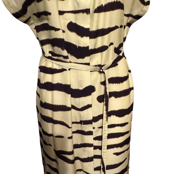 Christian Wijnants Womens V-Neck Lime with Wild Stripes Zebra Print Dress Size 4 - Picture 3 of 11